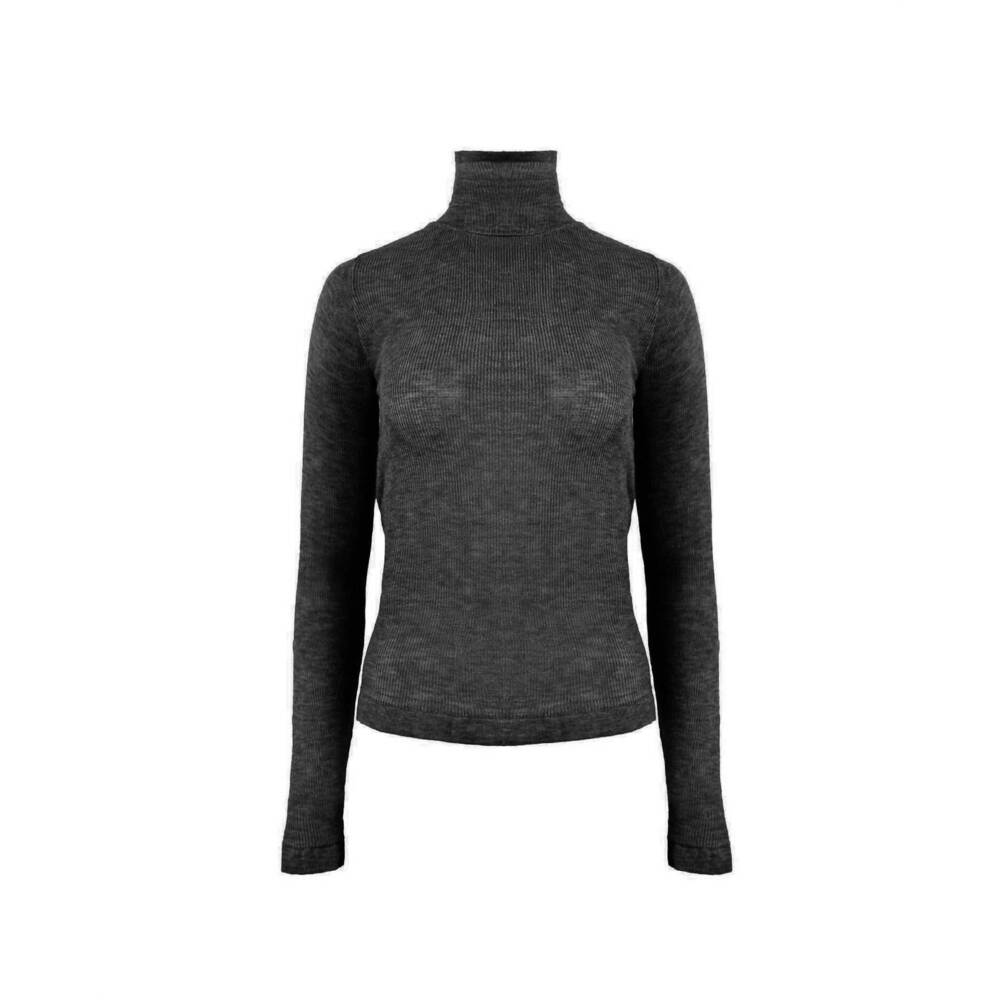 NEW THEO THE LABEL women's nomia sheer knit turtleneck top in black